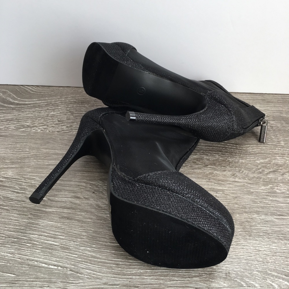 Black mesh glitter stilettos ankle booties - Picture 6 of 7
